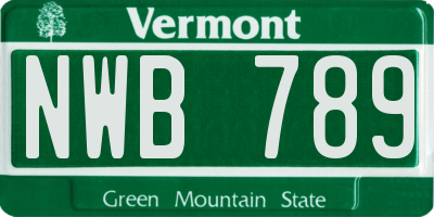 VT license plate NWB789