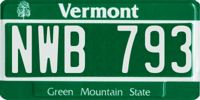 VT license plate NWB793
