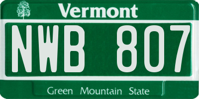 VT license plate NWB807