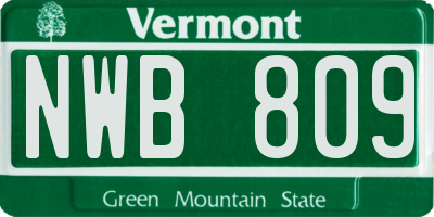 VT license plate NWB809