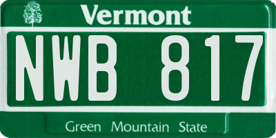 VT license plate NWB817