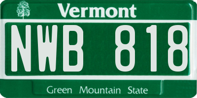 VT license plate NWB818