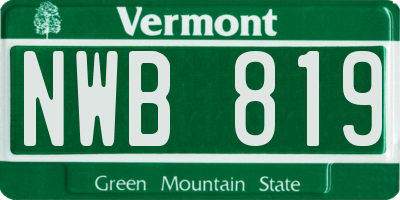 VT license plate NWB819