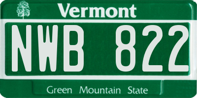 VT license plate NWB822