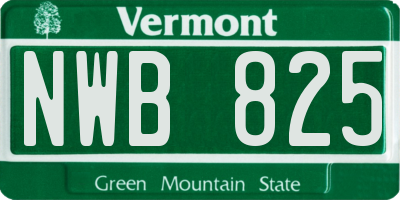 VT license plate NWB825