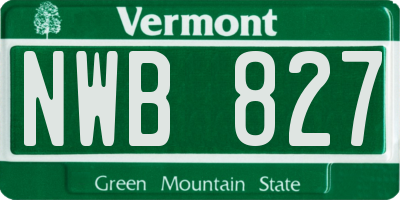 VT license plate NWB827