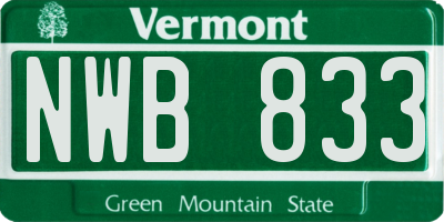 VT license plate NWB833