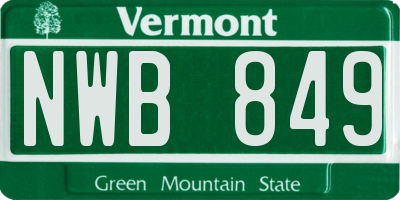 VT license plate NWB849