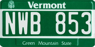 VT license plate NWB853