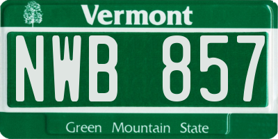 VT license plate NWB857