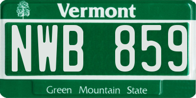 VT license plate NWB859