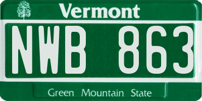 VT license plate NWB863