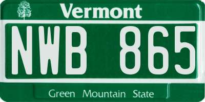 VT license plate NWB865