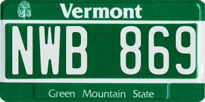 VT license plate NWB869