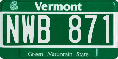 VT license plate NWB871