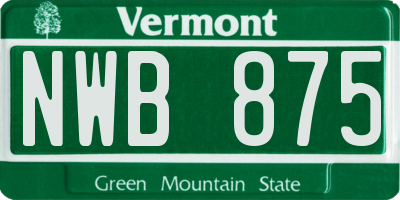 VT license plate NWB875