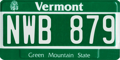 VT license plate NWB879