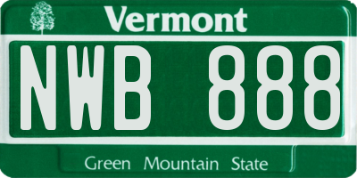 VT license plate NWB888