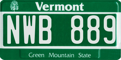 VT license plate NWB889