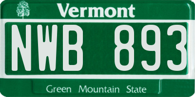 VT license plate NWB893