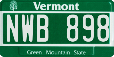 VT license plate NWB898