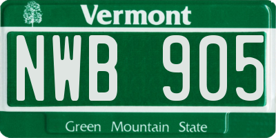 VT license plate NWB905