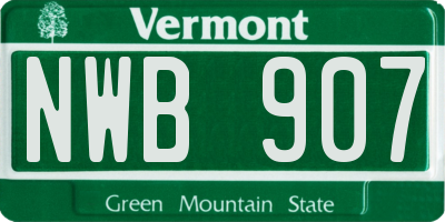 VT license plate NWB907