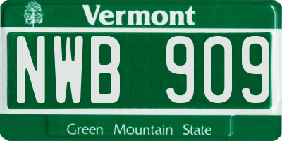 VT license plate NWB909