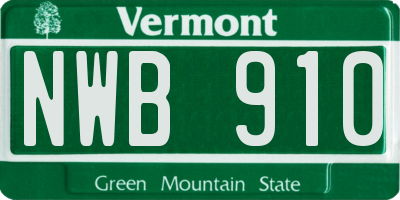 VT license plate NWB910