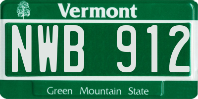 VT license plate NWB912