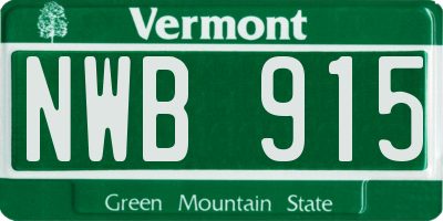 VT license plate NWB915