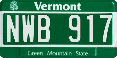 VT license plate NWB917