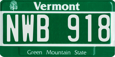 VT license plate NWB918