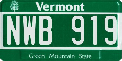 VT license plate NWB919