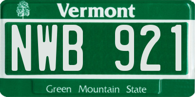 VT license plate NWB921