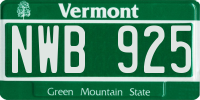 VT license plate NWB925
