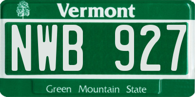 VT license plate NWB927