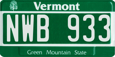 VT license plate NWB933