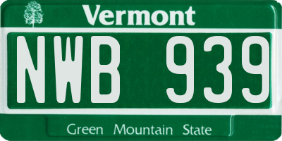 VT license plate NWB939
