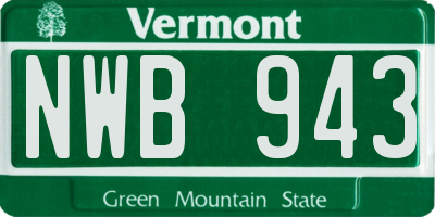 VT license plate NWB943