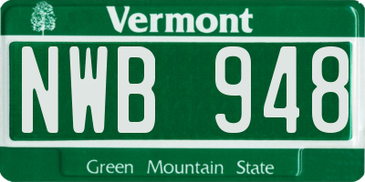 VT license plate NWB948