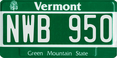 VT license plate NWB950