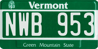VT license plate NWB953