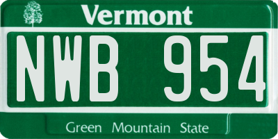 VT license plate NWB954