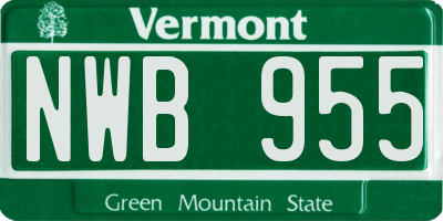VT license plate NWB955