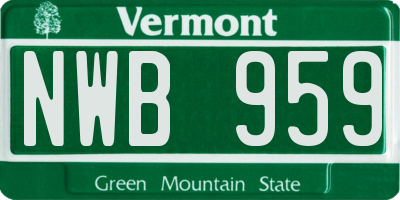 VT license plate NWB959