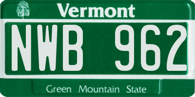 VT license plate NWB962