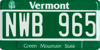 VT license plate NWB965