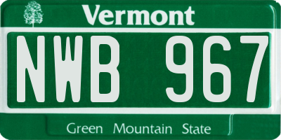 VT license plate NWB967