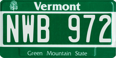 VT license plate NWB972